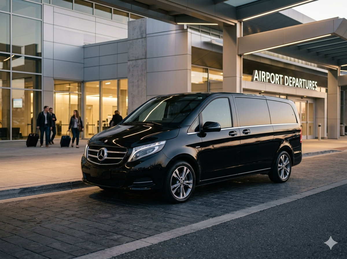 Mercedes-Benz Classe V noire Swiss Taxi Nyon — taxi van 7 places Nyon, Gland, Rolle, aéroport Genève